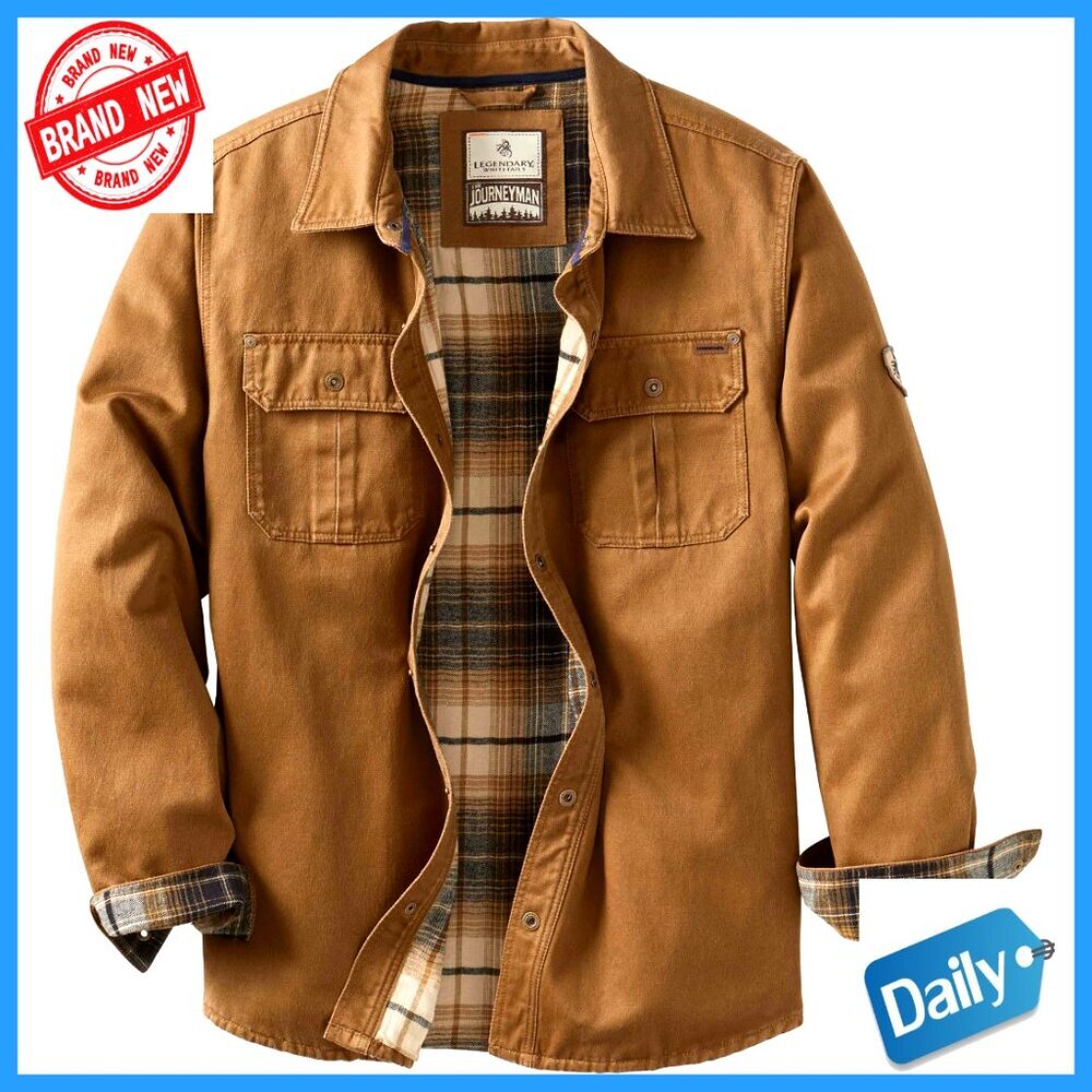 Waxed Cotton Shirt Jacket Flannel Lined Water Resistant Rugged Outdoor Style